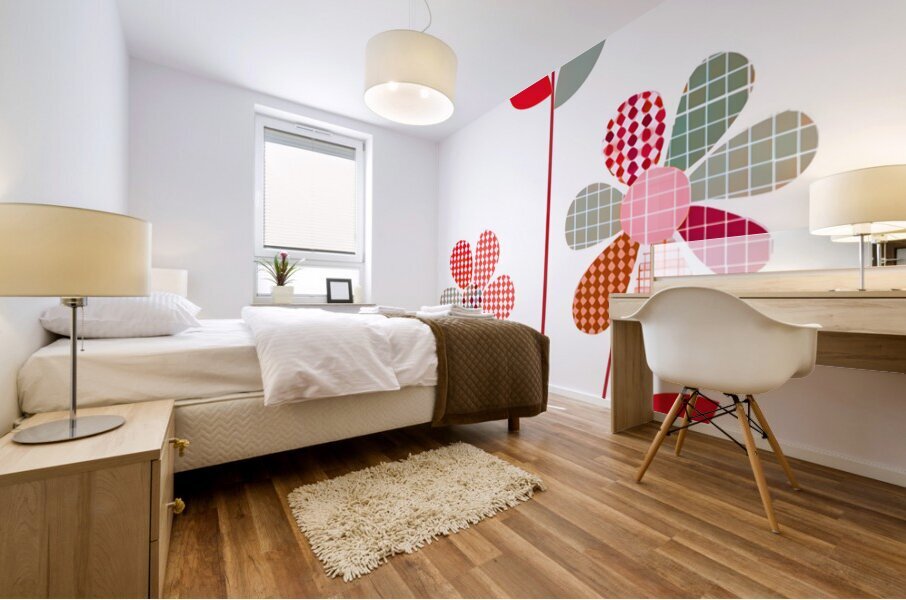 Plaid Botanica 21 - Modern Retro Floral Art Prints Mural print