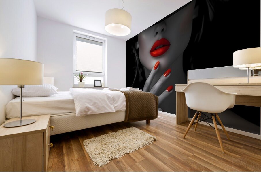 The Red Seduction - Noir Fashion Portrait Art Prints Mural print