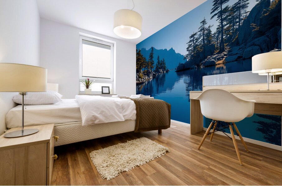 Stillness Between The Pines - Mountain Lake Landscape Art Prints Mural print