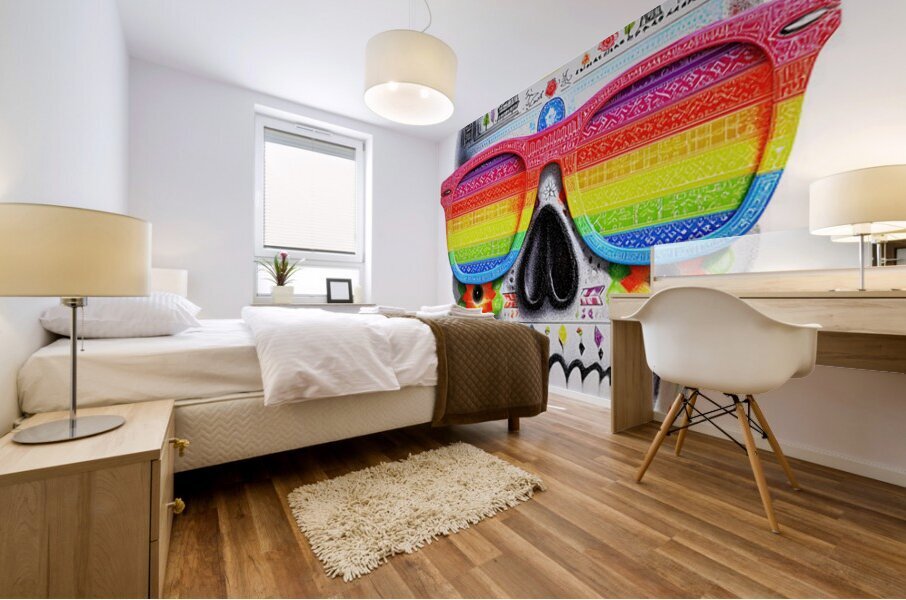 Calavera Del Arcoiris - Rainbow Skull - Dia de los Muertos Art Prints Mural print