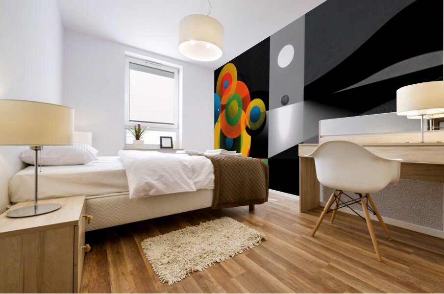 Orbit Spectrum – Color Meets Monochrome Abstract Art Print Mural print