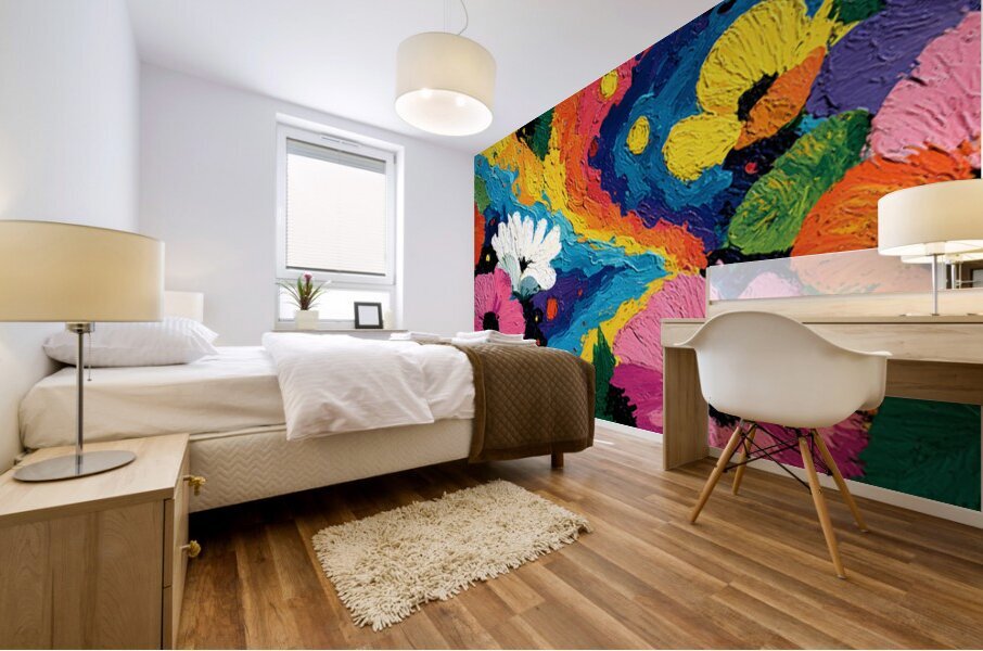 Impasto Carnival – Thick Palette Knife Floral Print Mural print