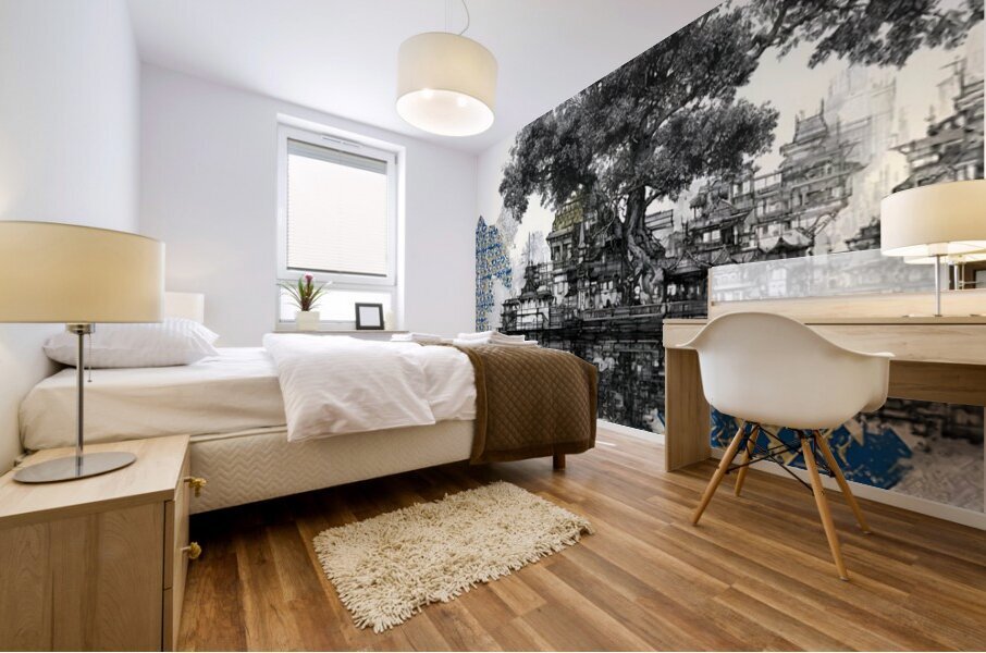 Sanctuary Root – Architectural Tree Reflection Print Mural print