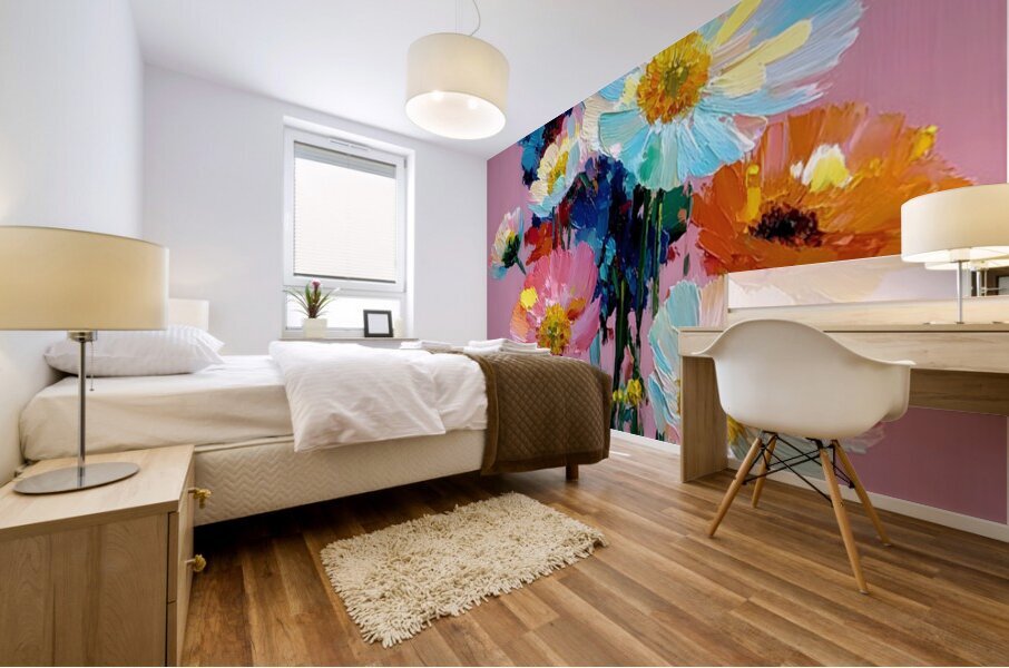 Pink Room Bouquet – Floral Still Life Print Mural print