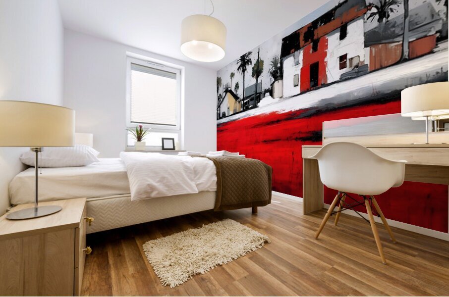 Crimson Lot - Coastal Village Print Mural print