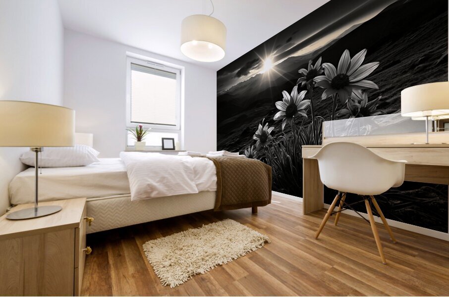 Twilight Bloom – Sunflowers at Dusk Print Mural print