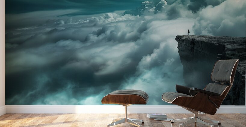 At the Edge of Heaven - Cliff Above the Clouds Art Prints Wall Murals