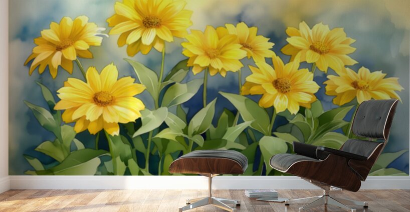 Golden Blooms – A Watercolor Celebration - Sunflower Watercolor Art Prints Wall Murals