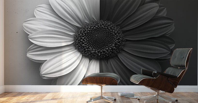 50 50 - Black & White Floral Art Prints Wall Murals