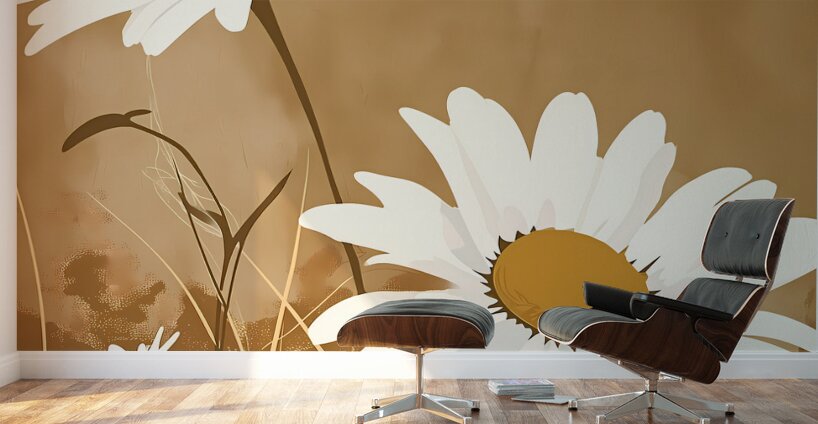 Wild Wild Daisies - Rustic Daisy Floral Art Prints Wall Murals