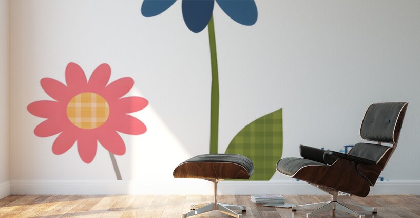 Plaid Botanica 12 - Contemporary Floral Art Prints Wall Murals