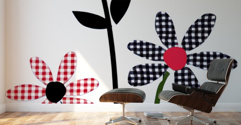 Plaid Botanica 8 - Contemporary Floral Pattern Art Prints Wall Murals