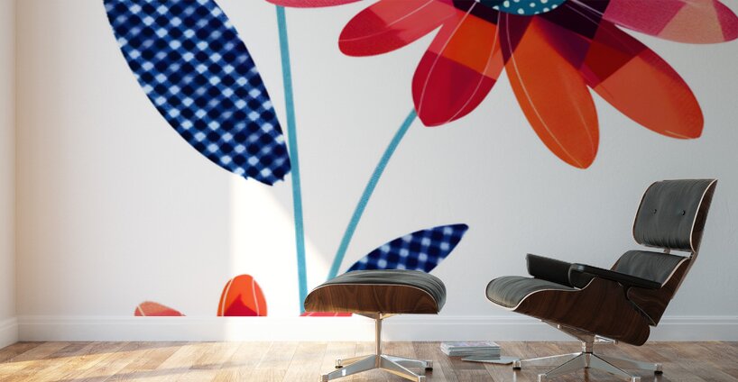 Plaid Botanica 14 - Colorful Floral Art Prints Wall Murals