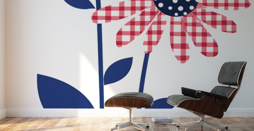 Plaid Botanica 6 - Graphic Floral Art Prints Wall Murals