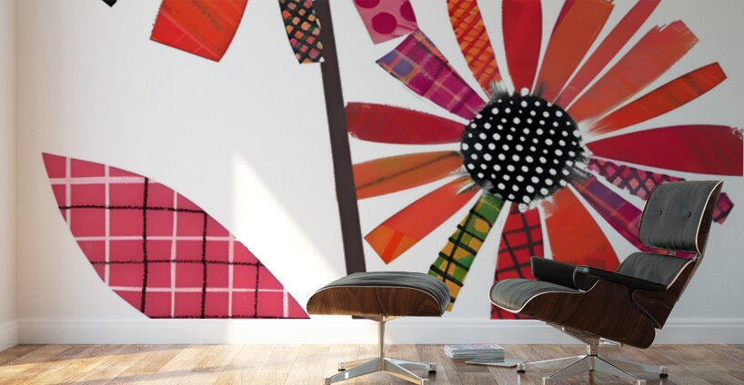 Plaid Botanica 23 - Modern Floral Art Prints Wall Murals