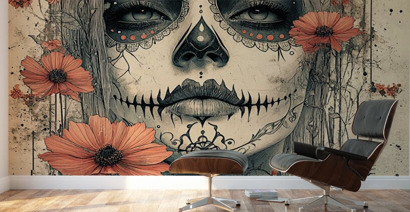 La Guardiana Del Camposanto - The Graveyard Guardian - Dia de los Muertos Art Prints Wall Murals