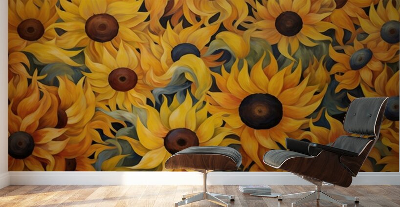 Helios - Sunflower Field Art Prints Wall Murals