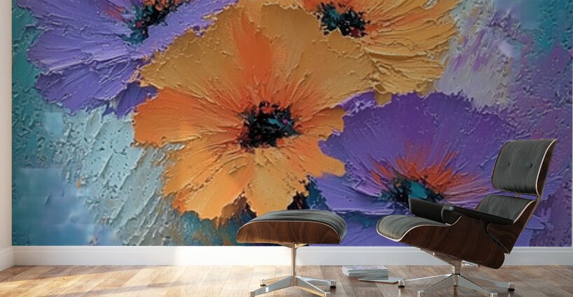 Floraison Au Crepuscule - Twilight Bloom - Contemporary Floral Art Prints Wall Murals