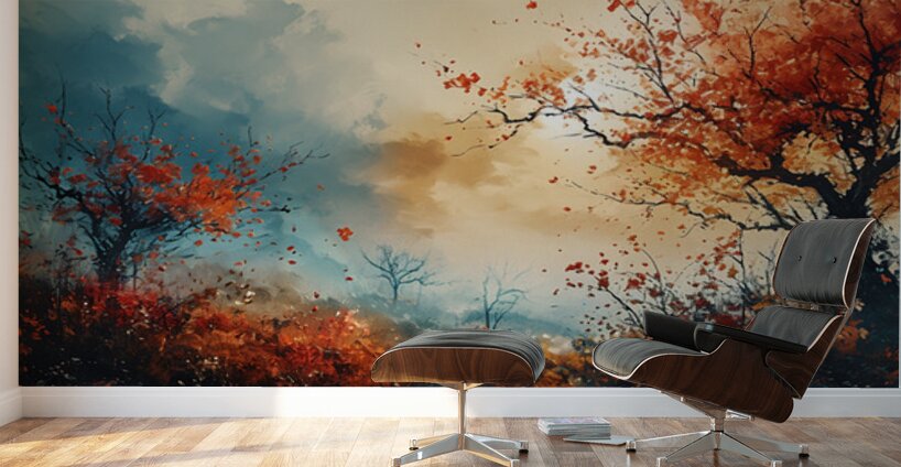 Embers Of Autumn - Modern Floral Field Art Prints Wall Murals
