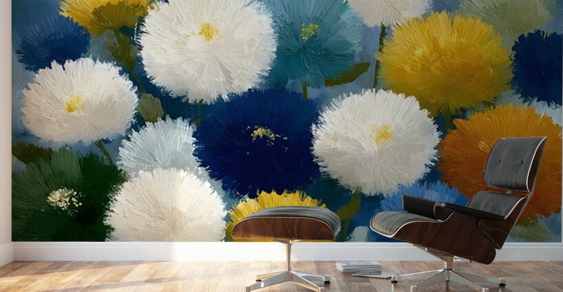 Bouffees De Couleur - Puffs Of Color - Playful Floral Art Prints Wall Murals
