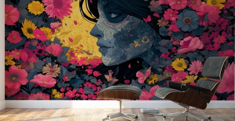 Jardin De Los Recuerdos - Garden Of Memories - Dia de los Muertos Floral Art Prints Wall Murals