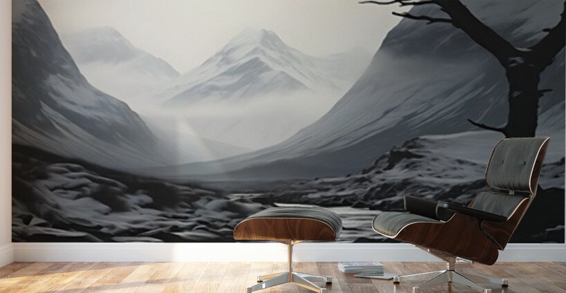 Where Silence Flows - Monochrome Landscape Art Prints Wall Murals