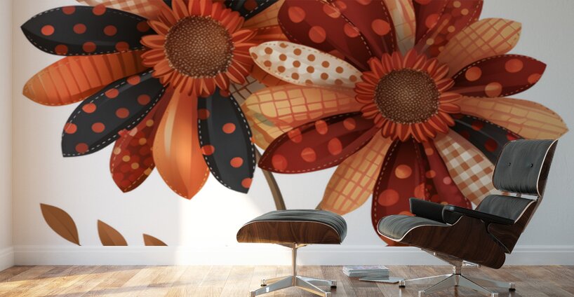 Plaid Botanica 28 - Modern Floral Art Prints Wall Murals