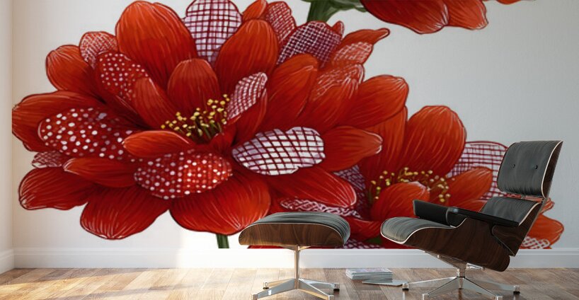 Plaid Botanica 29 - Modern Floral Art Prints Wall Murals