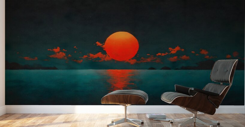 Setting Sun – Modern Sunset Art Print Wall Murals