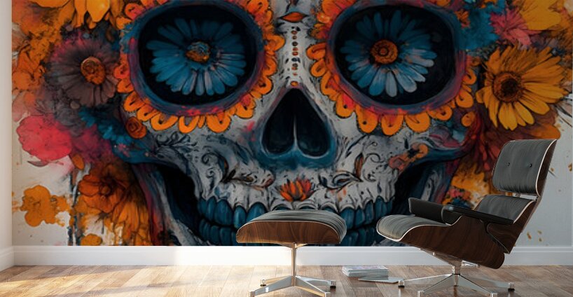 La Sonrisa Eterna – The Eternal Smile Sugar Skull Art Print Wall Murals