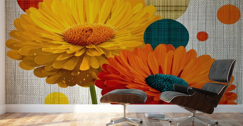 Daisy Pop – Modern Floral Art Print Wall Murals