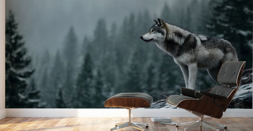 Forest Sentinel – Wildlife Landscape Art Print Wall Murals