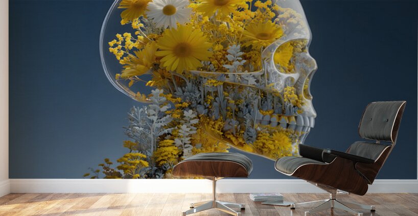 Thoughts in Bloom – Sugar Skull Art Print Wall Murals