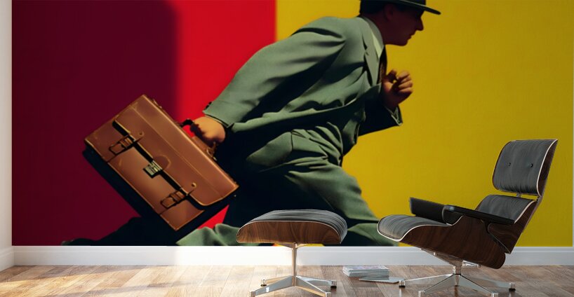 The Man Who Ran from Time – Surreal Poster Art Print Wall Murals