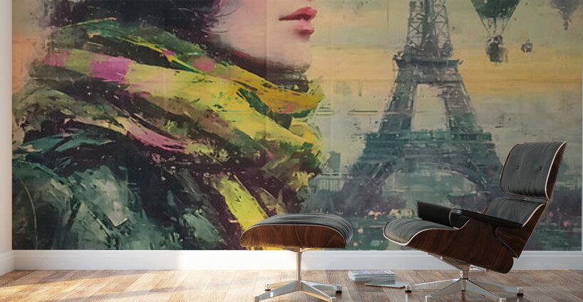 Against the Parisian Wind – Vintage Fashion Art Print Wall Murals