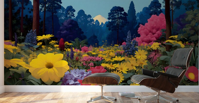 Vibe Bloom – Colorful Floral Art Print Wall Murals