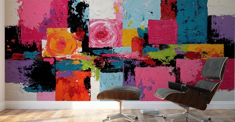 Vibrant Geometric Blocks – Modern Abstract Art Print Wall Murals