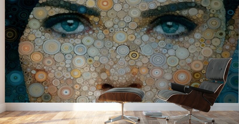Circular Mosaic Portrait – Women’s Portrait Art Print Wall Murals