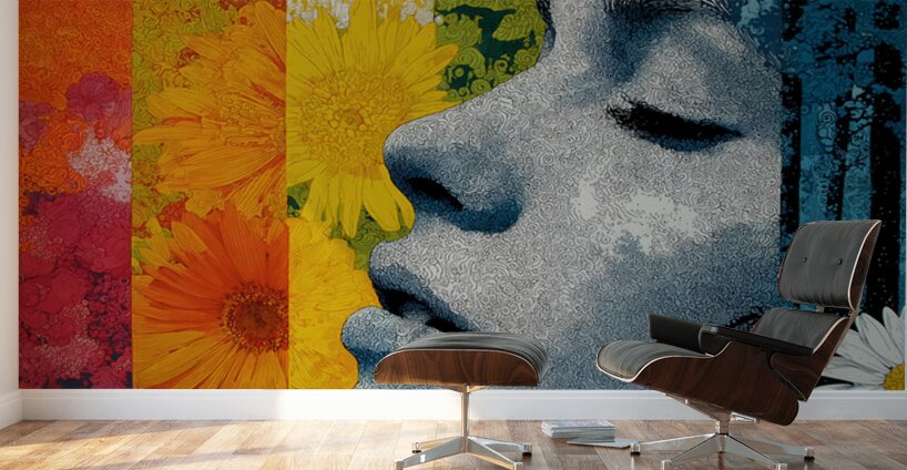 Spectrum Daydream - Floral Spectrum Portrait Art Print Wall Murals