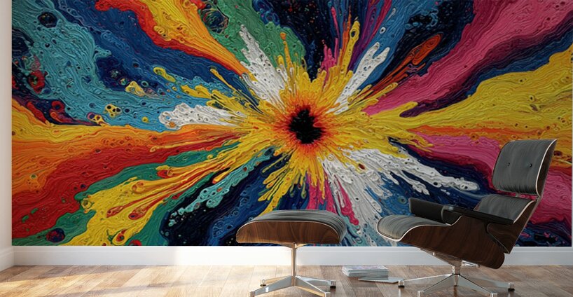 Supernova Sunburst – Vivid Fluid Abstract Print Wall Murals
