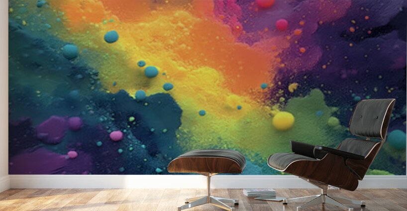 Cosmic Drift – Neon Galaxy Abstract Print Wall Murals