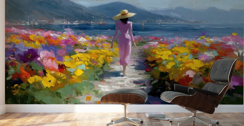 The Path – Impressionist Floral Landscape Print Wall Murals