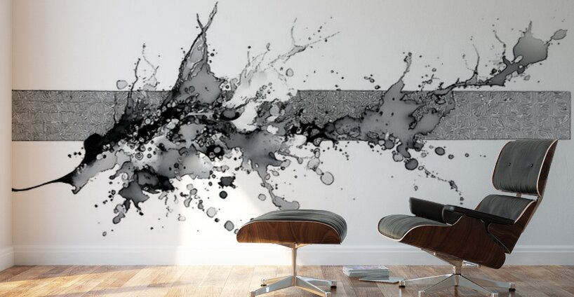 Mono Surge – Minimalist Ink Splash Abstract Print Wall Murals