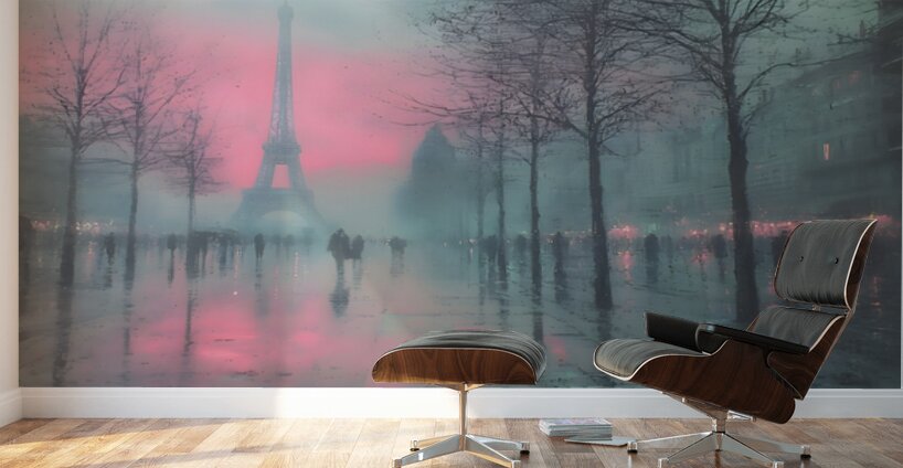 Paris Rain – Impressionist Cityscape Print Wall Murals