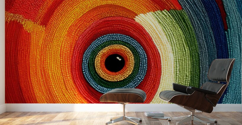 Chromatic Whirlpool – Beaded Concentric Abstract Print Wall Murals