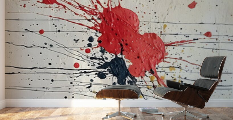 Line of Fire – Minimalist Splatter Abstract Print Wall Murals