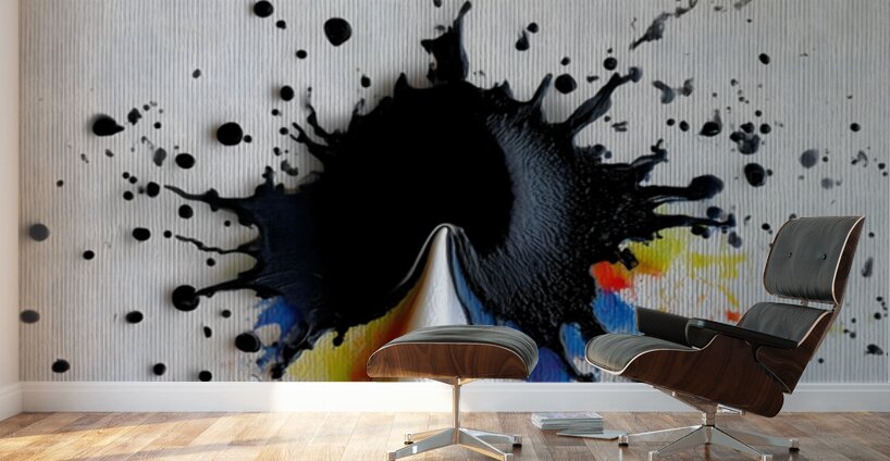 Impact Point – Monochrome Burst with Royal Accents Print Wall Murals