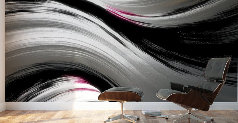 Silk Currents – Black & White Flow Print Wall Murals