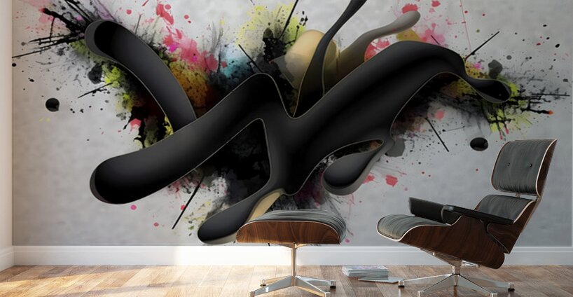 Smoke & Sparks – Minimal Ink Splash Print Wall Murals
