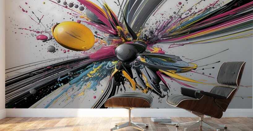 Vector Bloom – Kinetic Paint Splashes Print Wall Murals